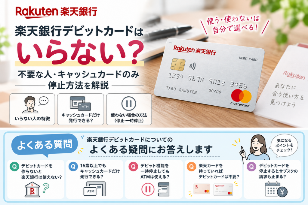 楽天銀行デビットカードを使うならどれを選ぶ？
