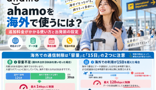 ahamoを海外で使うには？追加料金がかかる使い方と出発前の設定